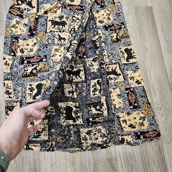 Vtg Midi Skirt Sarong Womens XL Geometric Animal Print Safari Boho Gauze Cottage - Picture 4 of 9